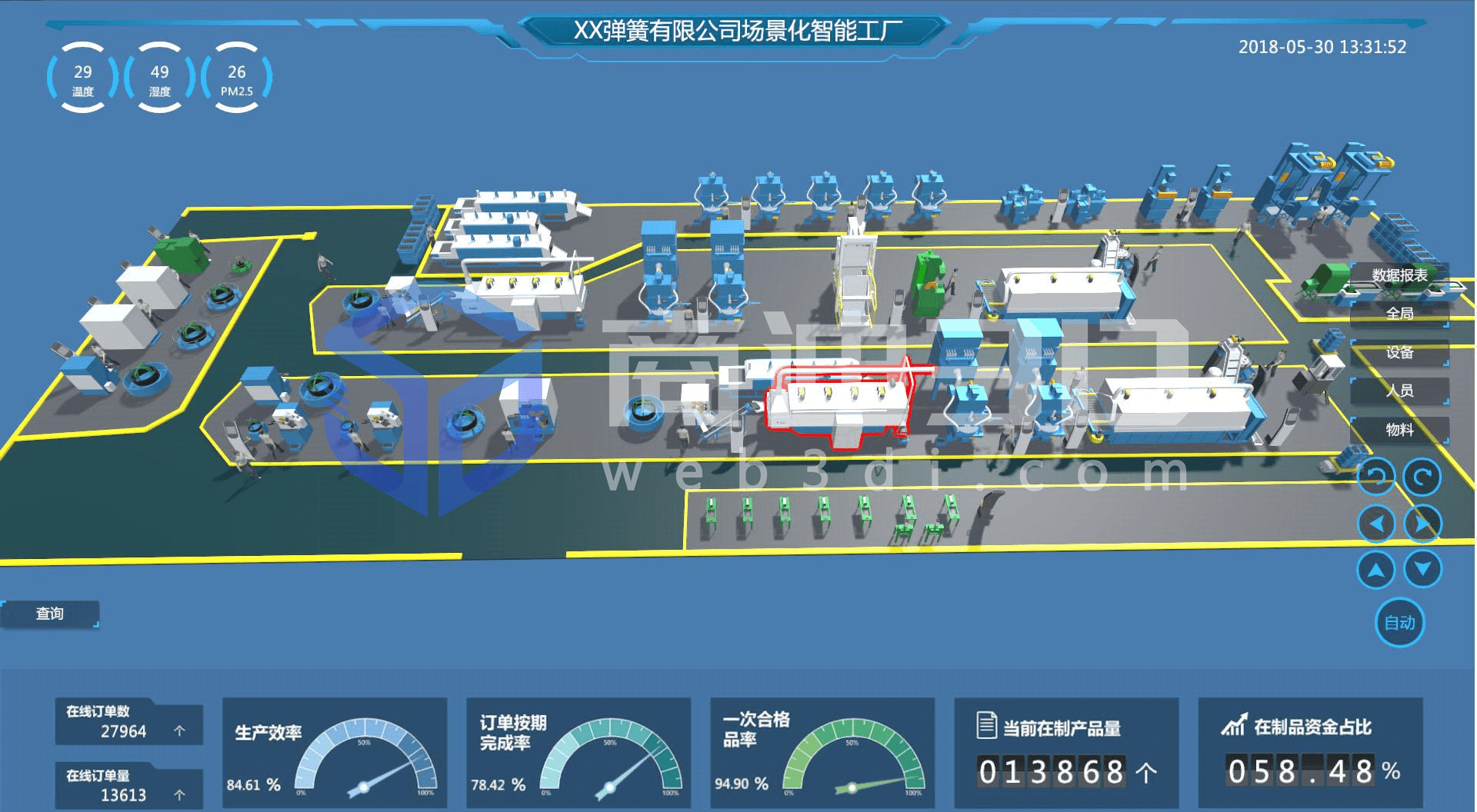 工業3D互聯網可視化三維數字化智能工廠管理系統